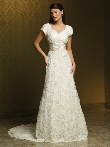 Handmade Modest Lace Wedding Dress BO072